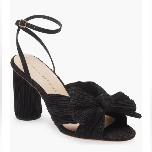 Loeffler Randall Camellia Black Bow Ankle Strap Sandals Shoes Size 6 $395 - Picture 1 of 4